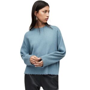 All Saints Kiera Cashmere Crew Size M Blue Crewneck Sweater Knit Wool Jumper